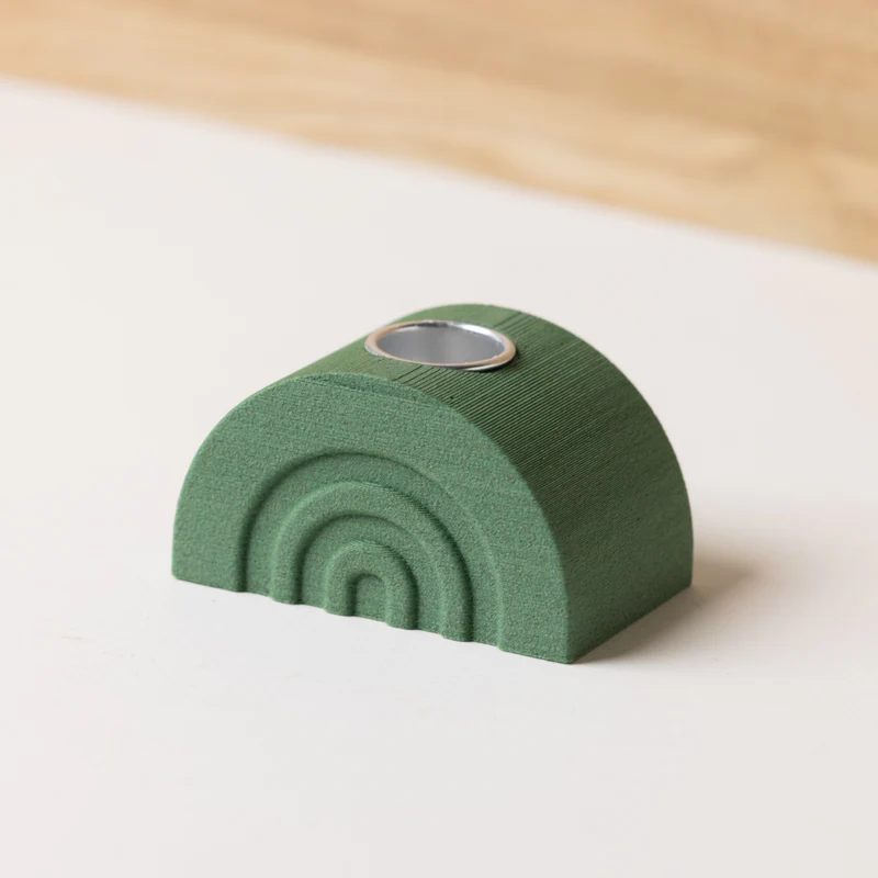 Green candle holder made from recycled wood