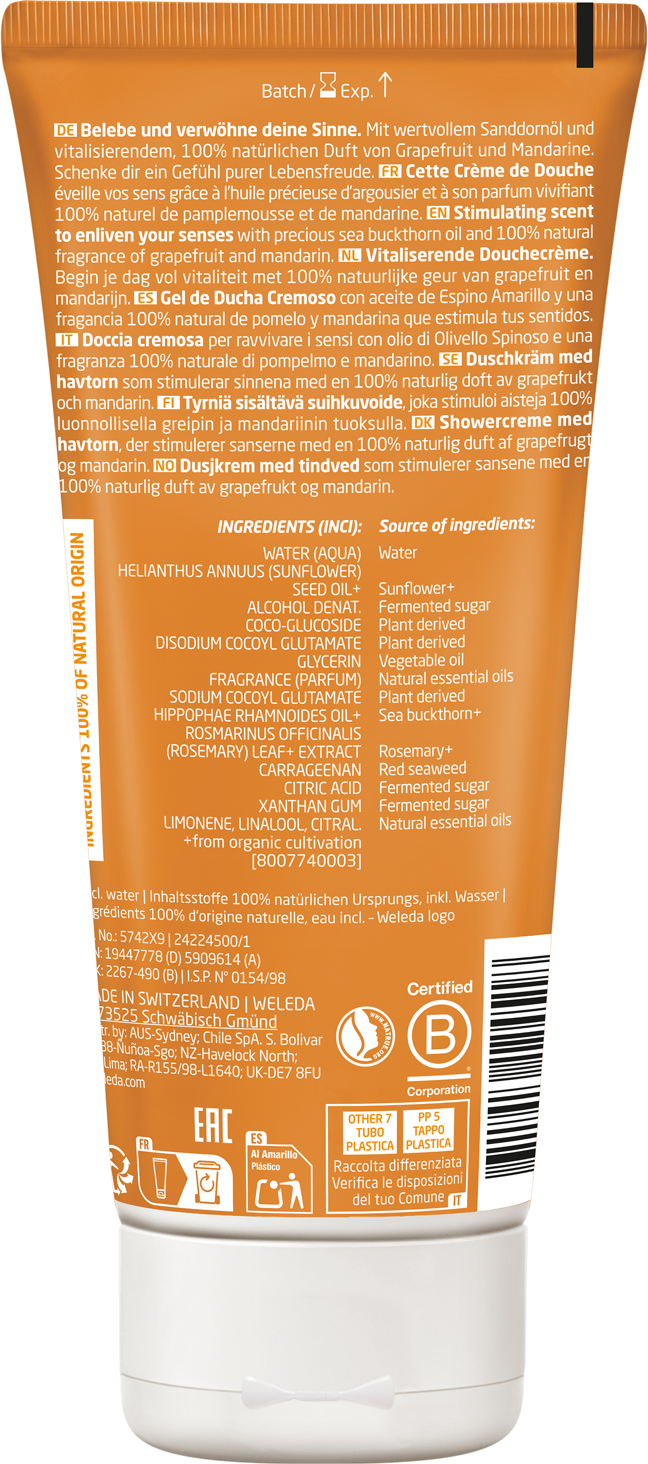 Sanddorn Vitality Vitalisierungsdusche 200 ml