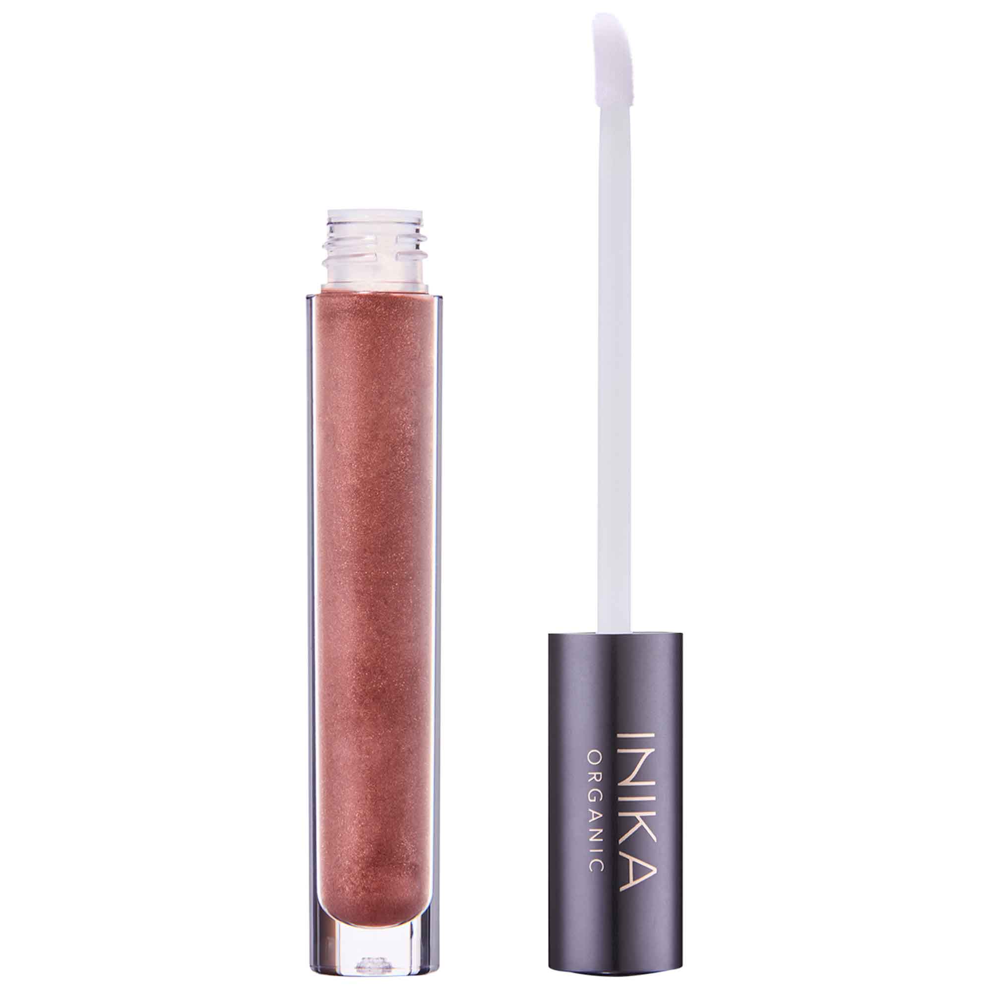 Lip-Gloss-Cinnamon-front-lid-off-by-Inika-Organic_EAN-9553527050238 Glaçage à lèvres organique cannelle