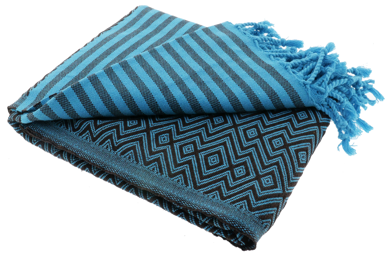 Hamam Badetuch Kelim Lux Summer türkis schwarz