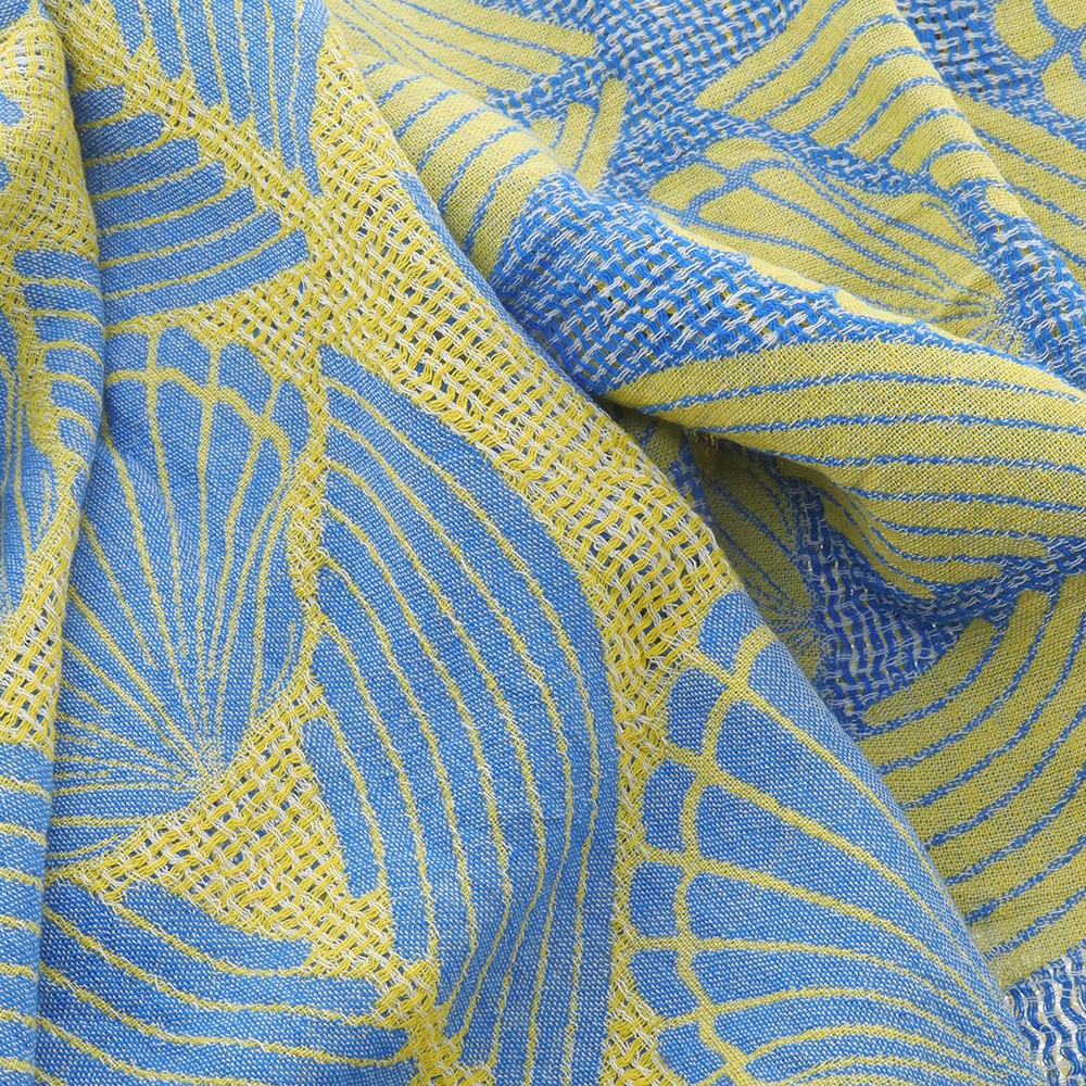 Blau-Gelb-Quadrat Drap de bain hammam Coquillage Bleu Jaune