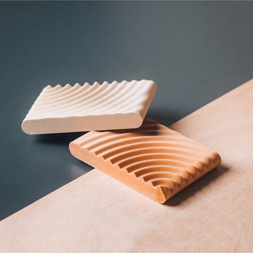 wavy-orange Seifenschale Recyclingholz "Wavy", orange