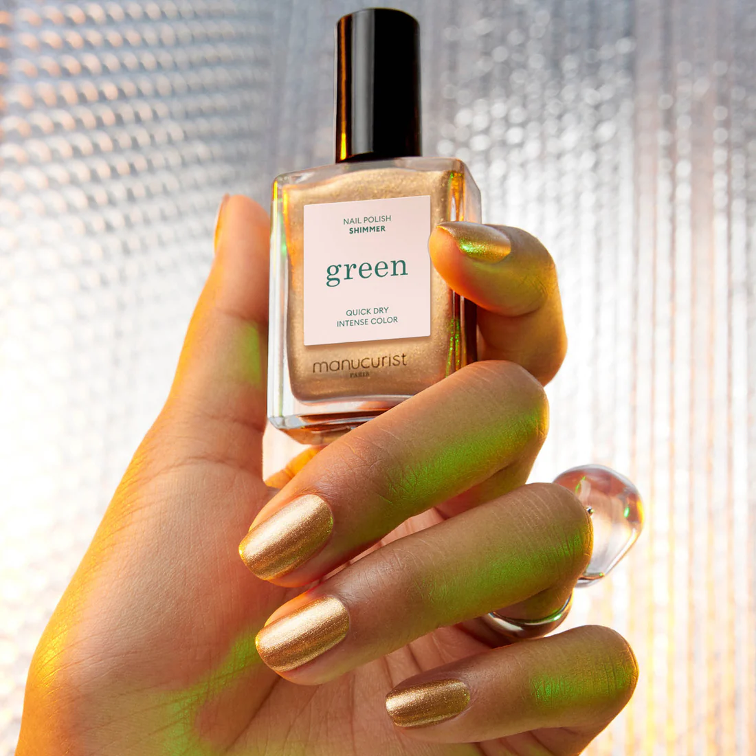 SHIMMER Green nail polish