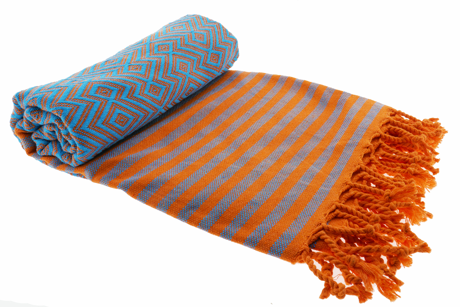 Hamam Badetuch Kelim Lux Summer orange-türkis