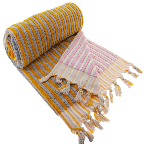 Bath towel terry pink orange