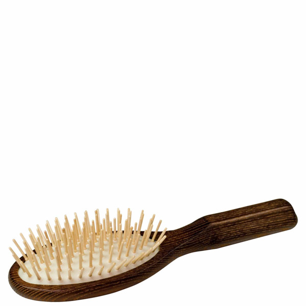 Brosse à cheveux en bois thermo, ovale, 9 rangs