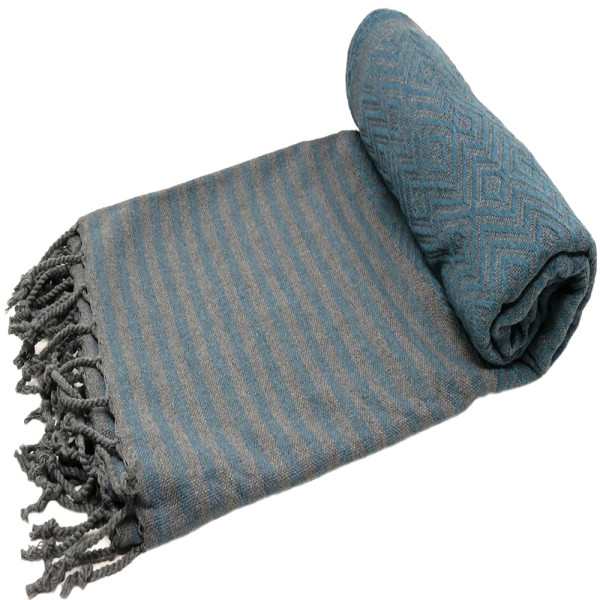 Serviette de bain Hamam Kelim Lux bleu pétrole