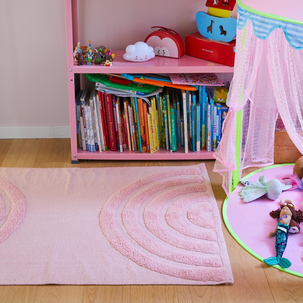 Cotton carpet RAINBOW, soft pink, Oekotex, 60x90cm