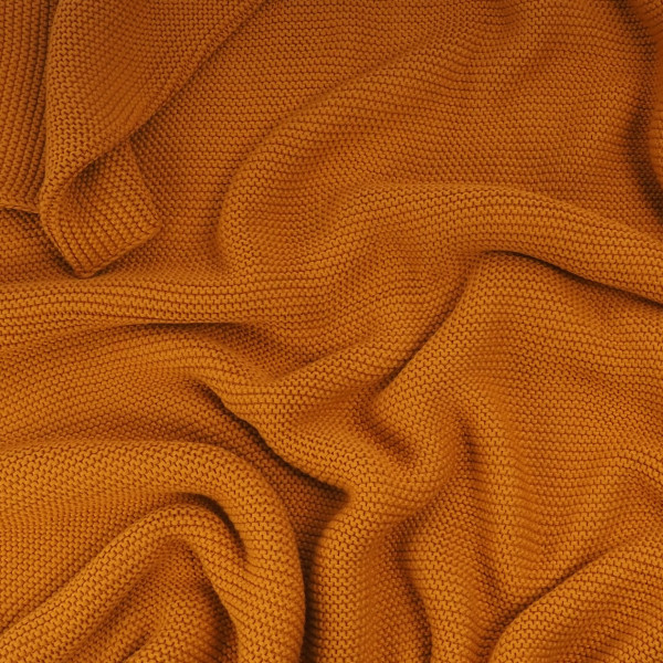 Couverture en coton tricoté fin 130cm x 170cm jaune moutarde