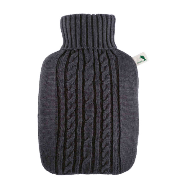 Hot water bottle Classik knitted cover anthracite