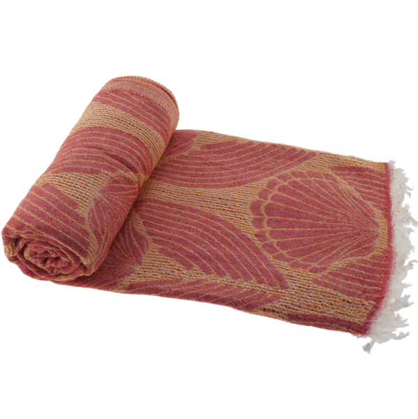 Drap de bain hammam coquillage rouge orange