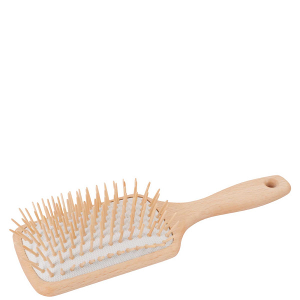 Wooden hairbrush, straight wooden pins, angular / large