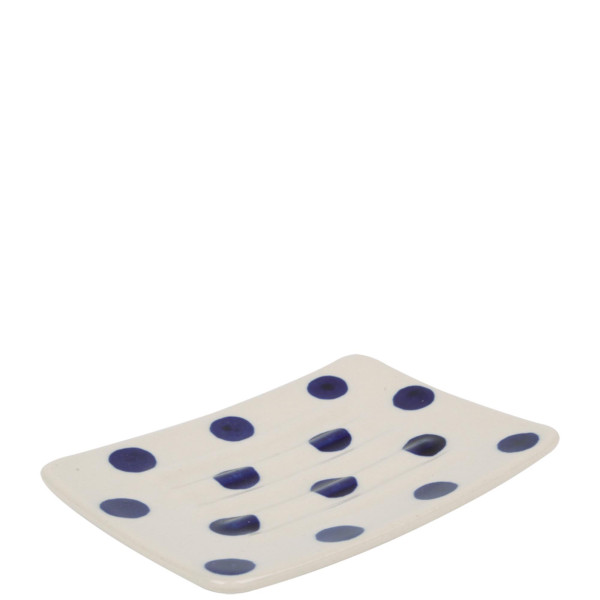Soap dish, polish pottery, rectangular, dots