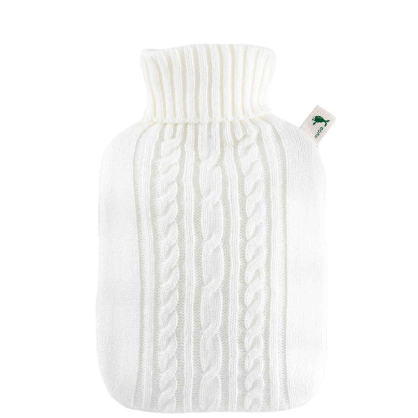 Hot water bottle Classic 1.8 L knitted cover white