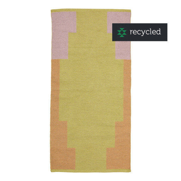 Cotton rug HONEY, Pink/Lemon/Coral, recycled, 60x90cm