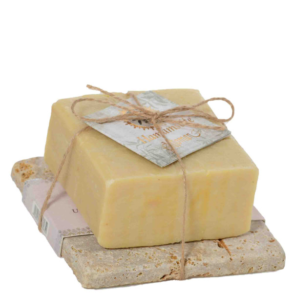 Set cadeau savon pour hammam + porte-savon en travertin