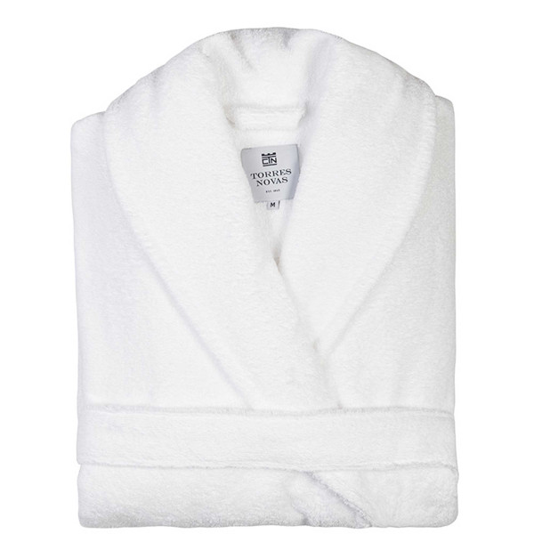 Bathrobe terry cloth white, L