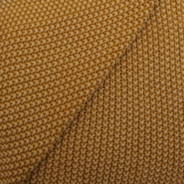 Couverture en coton à gros tricot jaune moutarde 130cm x 170cm