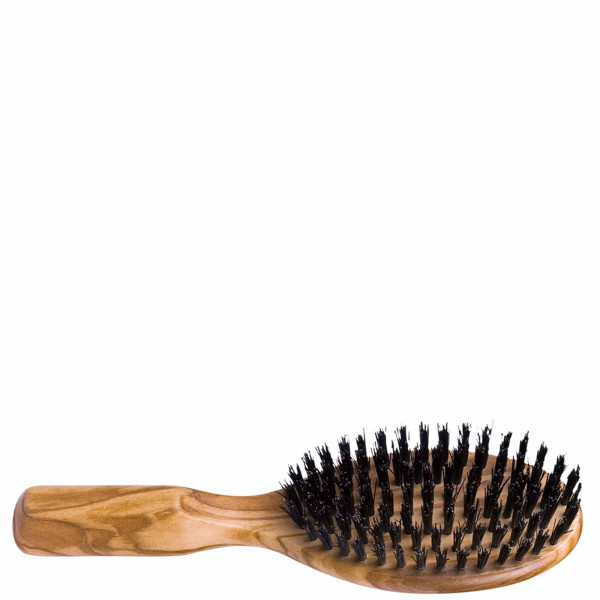 Olive wood pocket hairbrush with 7 rows