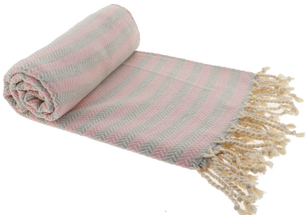 Hamam bath towel Amira gray/pink