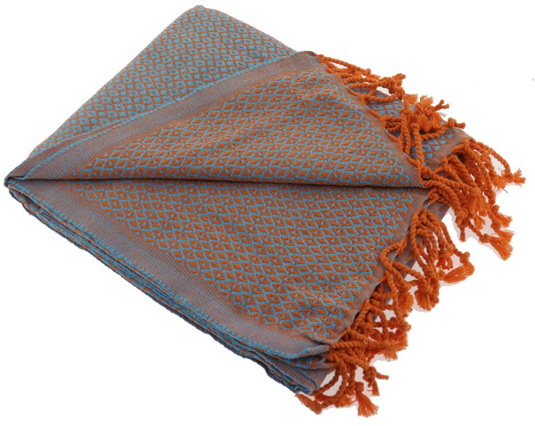 Hamam bath towel Bird Eye orange turquoise