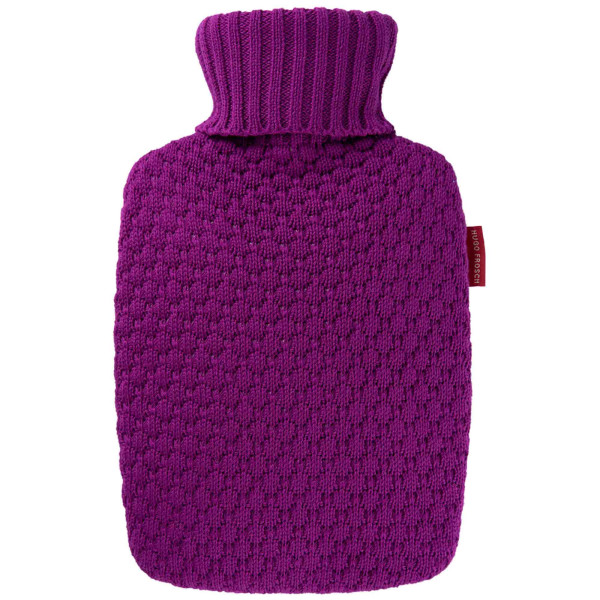 Hot water bottle knitted cover raspberry