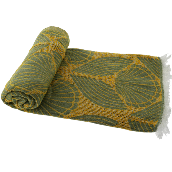 Hamam bath towel shell green saffron