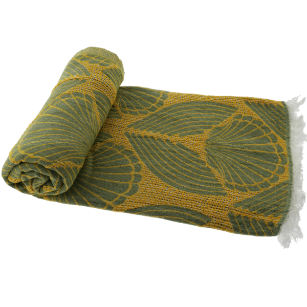 Serviette de bain hammam coquillage vert safran