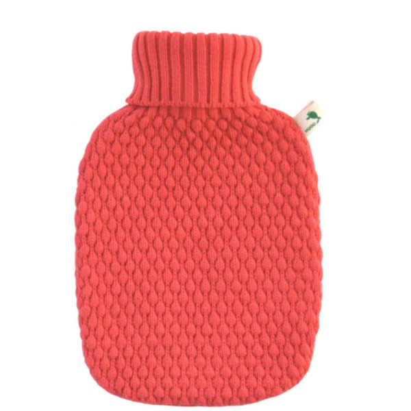 Hot Water Bottle Classic 1.8 L Knitted Cover Coral