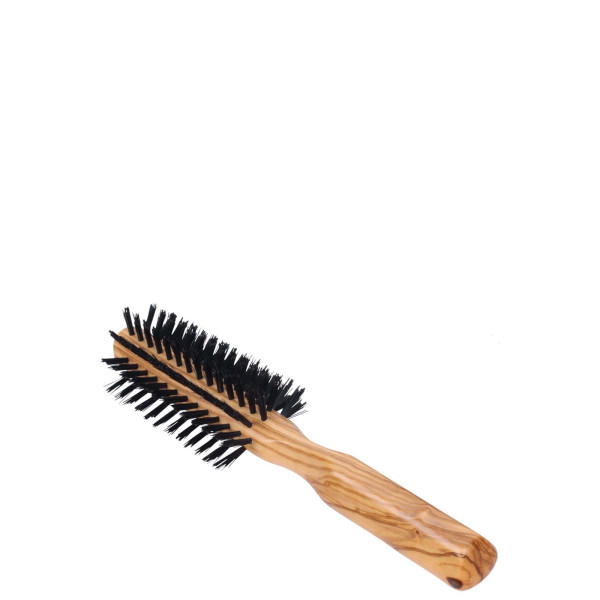 Olive hair brush with 7 rows, semicircular