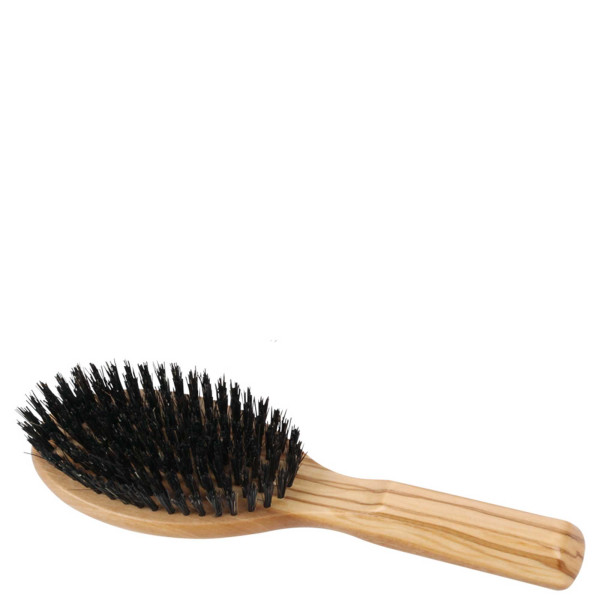 Olive hair brush, oval, 9 rows, boar bristle