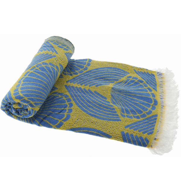 Hamam Bath Towel Shell Blue Yellow