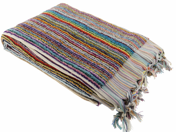 Bath towel terrycloth narrow stripes colorful