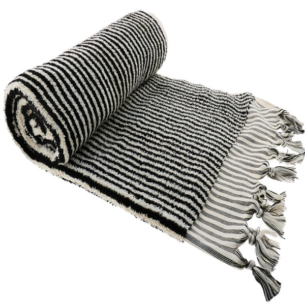 Bath towel terry black white